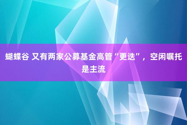 蝴蝶谷 又有两家公募基金高管“更迭”，空闲嘱托是主流