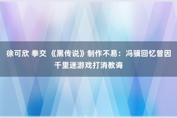 徐可欣 拳交 《黑传说》制作不易：冯骥回忆曾因千里迷游戏打消教诲