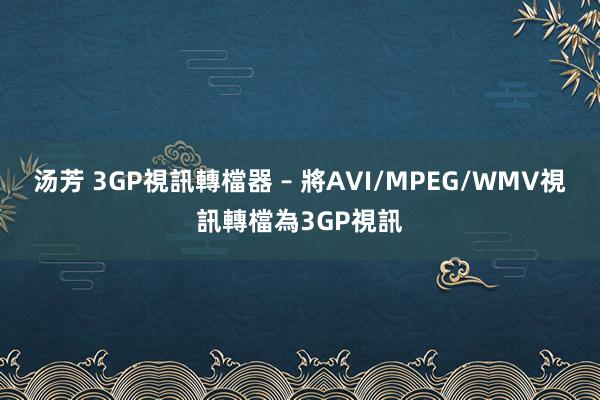 汤芳 3GP視訊轉檔器 – 將AVI/MPEG/WMV視訊轉檔為3GP視訊